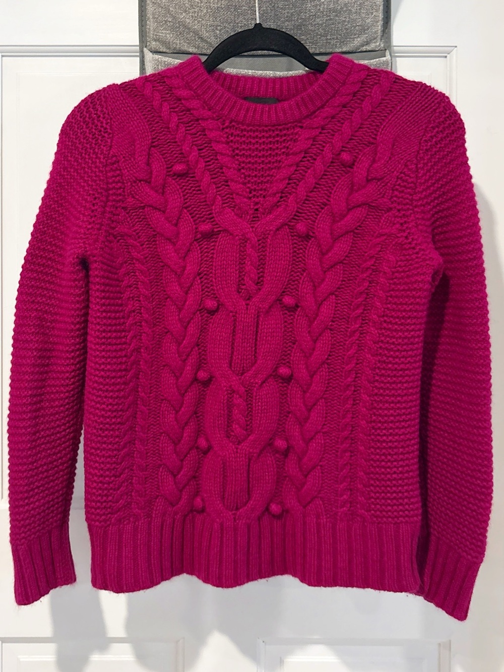 J. Crew Collection Italian Cashmere Pom Cable Knit Sweater M